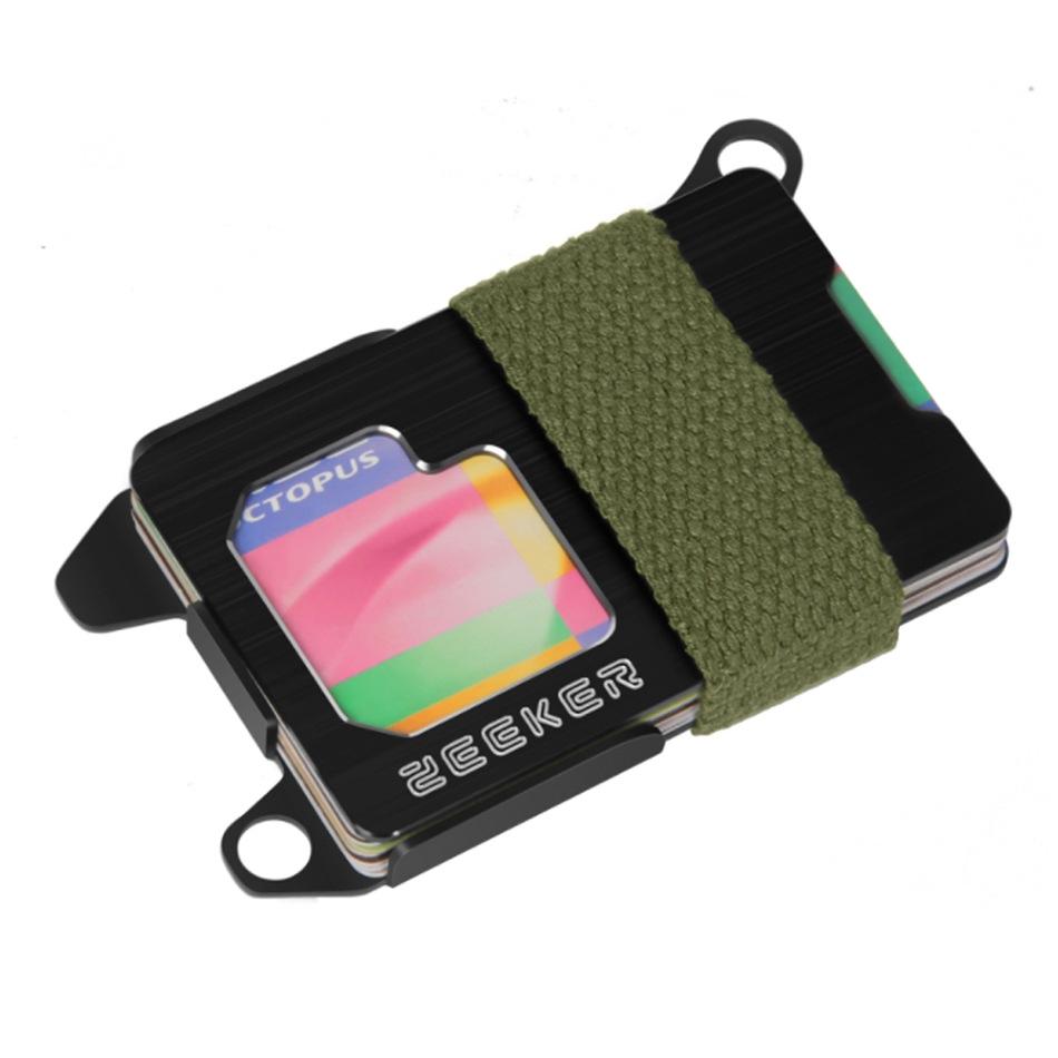Rfid Metal Card Holder Compact Edc Wallet - Black Cloth Belt