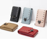 Diamond Rivet Shoulder Bag For Mobile Phones - Black - Front View