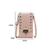 Diamond Rivet Shoulder Bag For Mobile Phones - Black - Side View