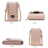 Diamond Rivet Shoulder Bag For Mobile Phones - Black - Top-Down View