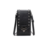 Diamond Rivet Shoulder Bag For Mobile Phones - Black - Low Angle