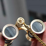 Classical Ladies Binoculars for Drama Watching with Chain - 3x25mm Black - Top-Down View
