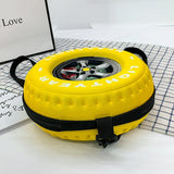 Kindergarten Shoulder Bag - Tire Shaped for Kids - Black - Top-Down View