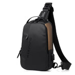 Compact Shoulder Sling USB Crossbody Chest Bag For Men - Black Gold