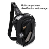 Compact Shoulder Sling USB Crossbody Chest Bag For Men - Black Gold - 45-Degree Angle