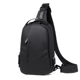 Compact Shoulder Sling USB Crossbody Chest Bag For Men - Black Gold