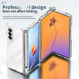 For Samsung Galaxy Z Fold4 5G Full Body Phone Case with Integrated Hinge and Pen Slot - Silver