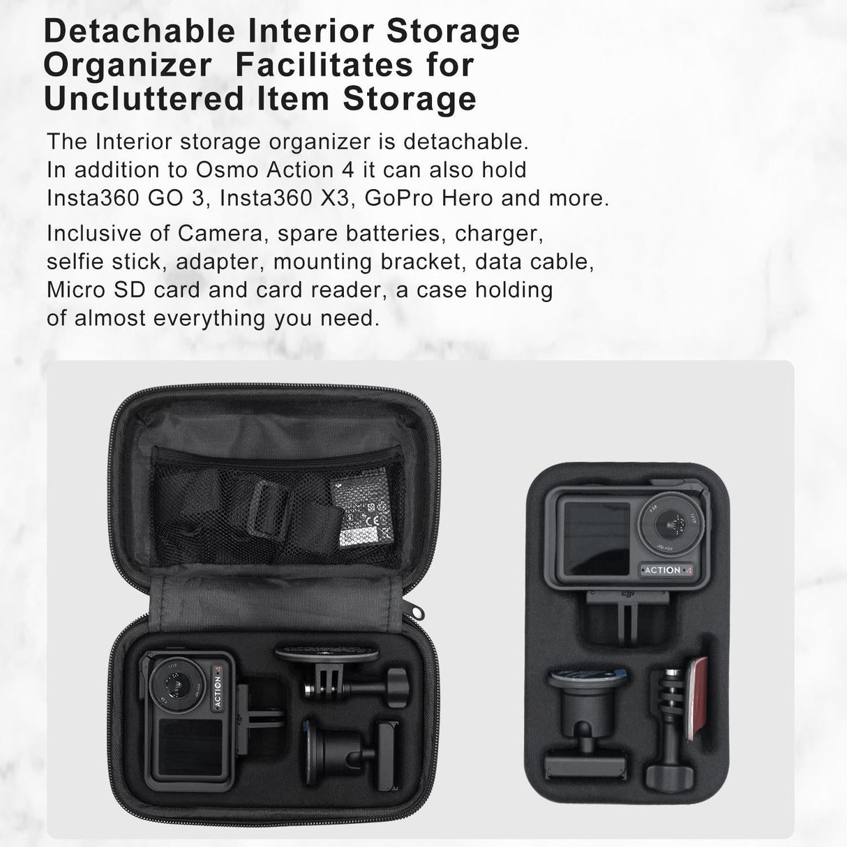 Small Organizer Bag for Sports Camera Accessories - Pearl White