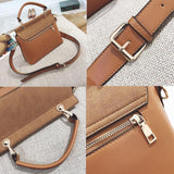 Stylish Women Crossbody Tote Bag - Brown - Top-Down View