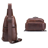 Men Leather Multi Function Shoulder Bag - Yellow Brown - Top-Down View