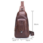 Men Leather Multi Function Shoulder Bag - Yellow Brown