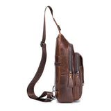 Men Leather Multi Function Shoulder Bag - Yellow Brown