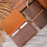 Retro Passport Wallet For Travel Crazy Horse Skin - Ink Green