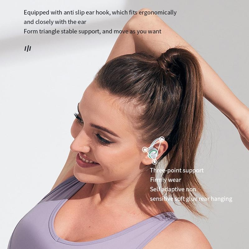 Wireless Bluetooth Earphones with Charging Bin and Digital Display - Pink