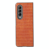 For Samsung Galaxy Z Fold4 5G Foldable Crocodile Texture Phone Case - Pu Leather - Green - Top-Down View