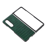 For Samsung Galaxy Z Fold4 5G Foldable Crocodile Texture Phone Case - Pu Leather - Green - Low Angle
