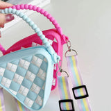 Mini Diamond Shaped Silicone Shoulder Bag - Blue - Extra Image