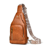 Versatile Single Shoulder Chest Bag For Motorcyclists - Light Brown - Front View