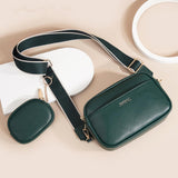 Small Square Pu Crossbody Bag For Women High Capacity - Black - Top-Down View
