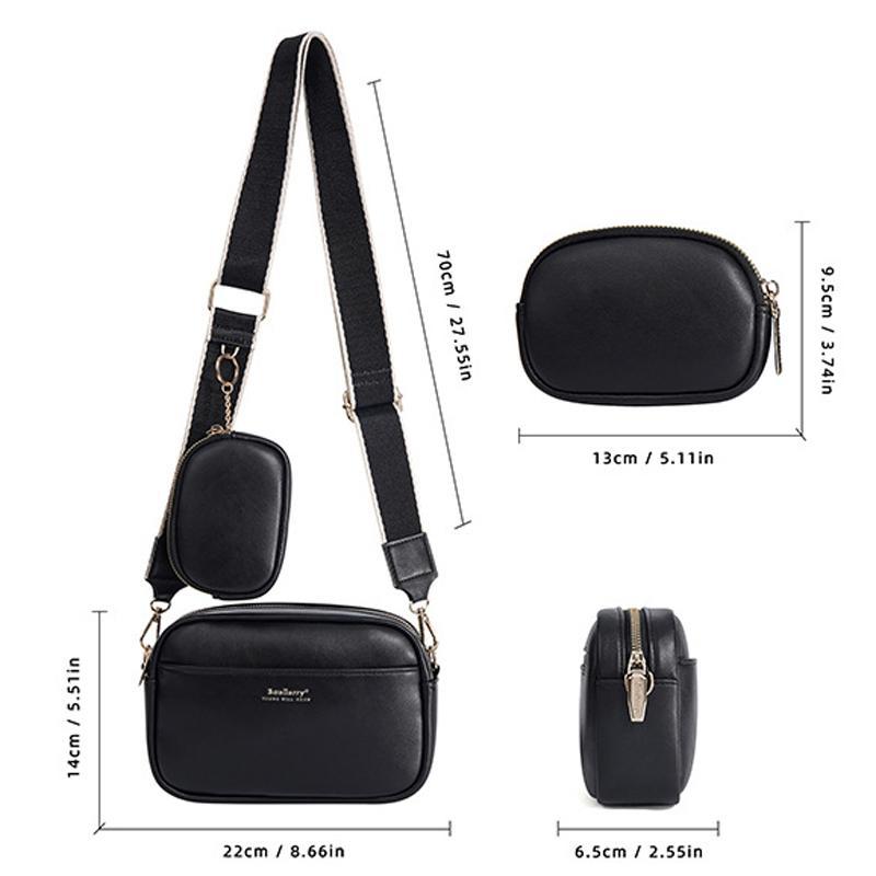 Small Square Pu Crossbody Bag For Women High Capacity - Black