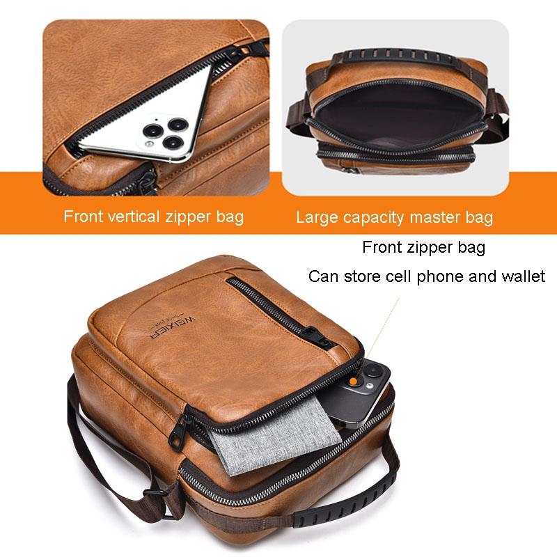 Waterproof Business Crossbody Bag Large Capacity - Light Brown