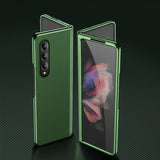 For Samsung Galaxy Z Fold4 5G Leather Plated Phone Cover - Green - Front View