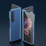 For Samsung Galaxy Z Fold4 5G Leather Plated Phone Cover - Green