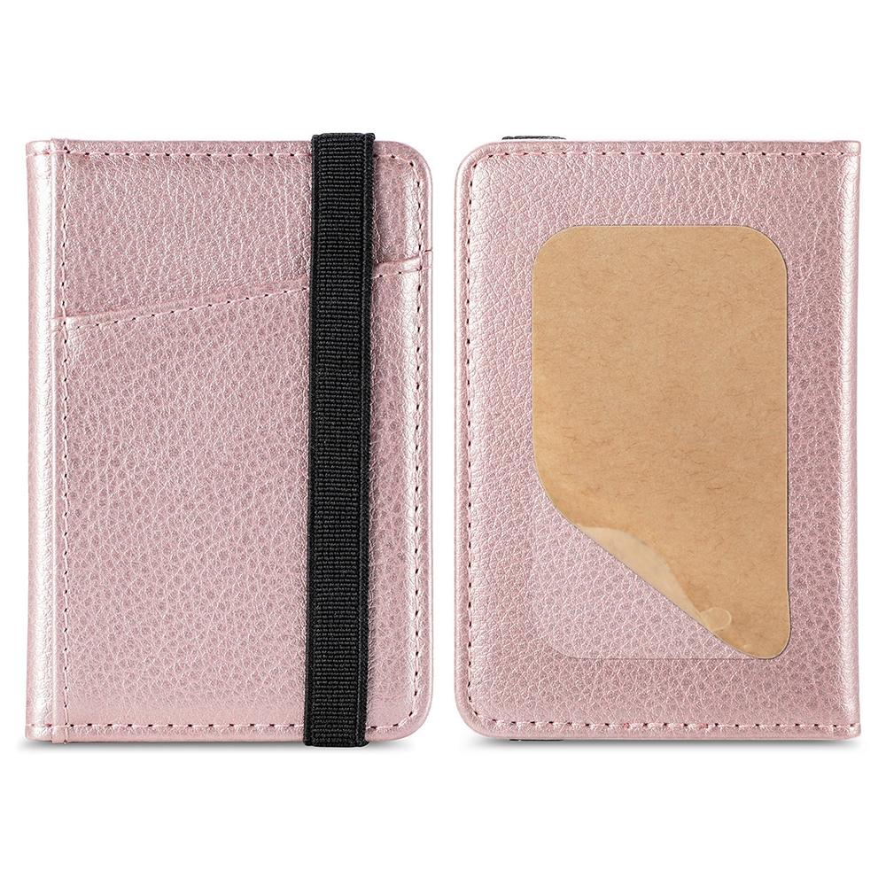 Pu Leather Phone Card Holder With Bracket Multifunctional - Rose Gold