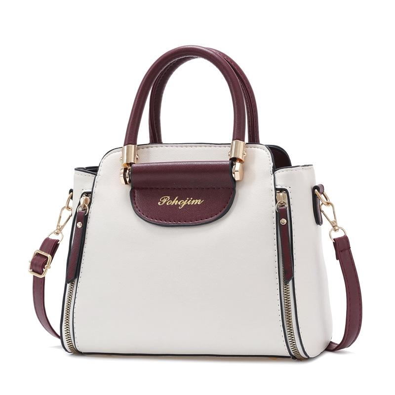 Large Capacity Women Colorblock Crossbody Bag - White