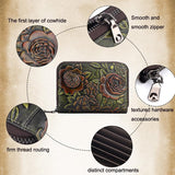 Hand Painted Leather Card Holder Silver