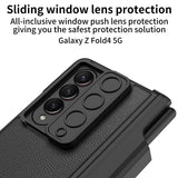 For Samsung Galaxy Z Fold4 5G Magnetic Leather Flip Case With Holder - Silver