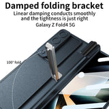 For Samsung Galaxy Z Fold4 5G Magnetic Leather Flip Case With Holder - Silver - Rear View