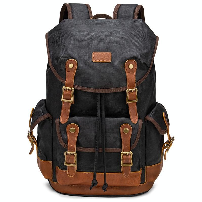 Travel-ready Retro Canvas Backpack - Spacious Design - Yellow