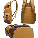 Travel-ready Retro Canvas Backpack - Spacious Design - Yellow