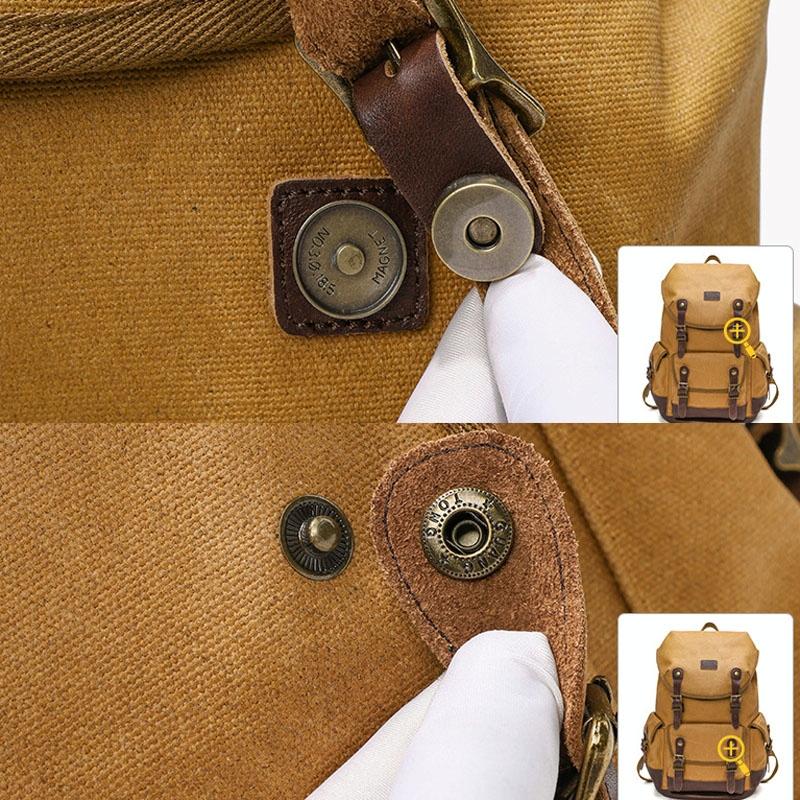 Travel-ready Retro Canvas Backpack - Spacious Design - Yellow