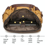 Travel-ready Retro Canvas Backpack - Spacious Design - Yellow - Extra Image