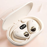 Wireless Dual-mic Bluetooth Earphones with Noise Reduction and Led Display - Skin-Colour - Rear View