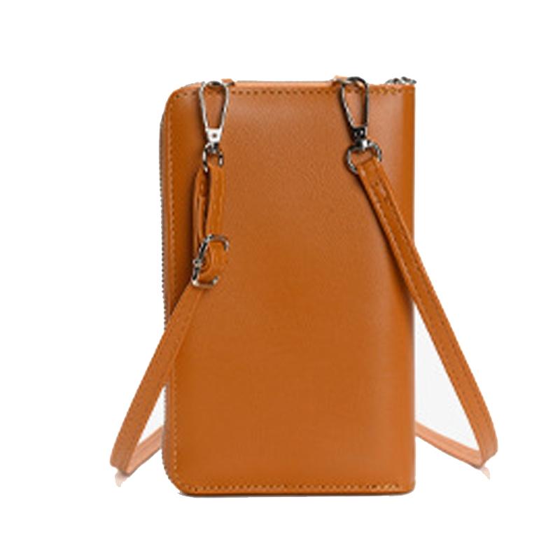 Women Crossbody Cell Phone Wallet Storage Bag - Brown
