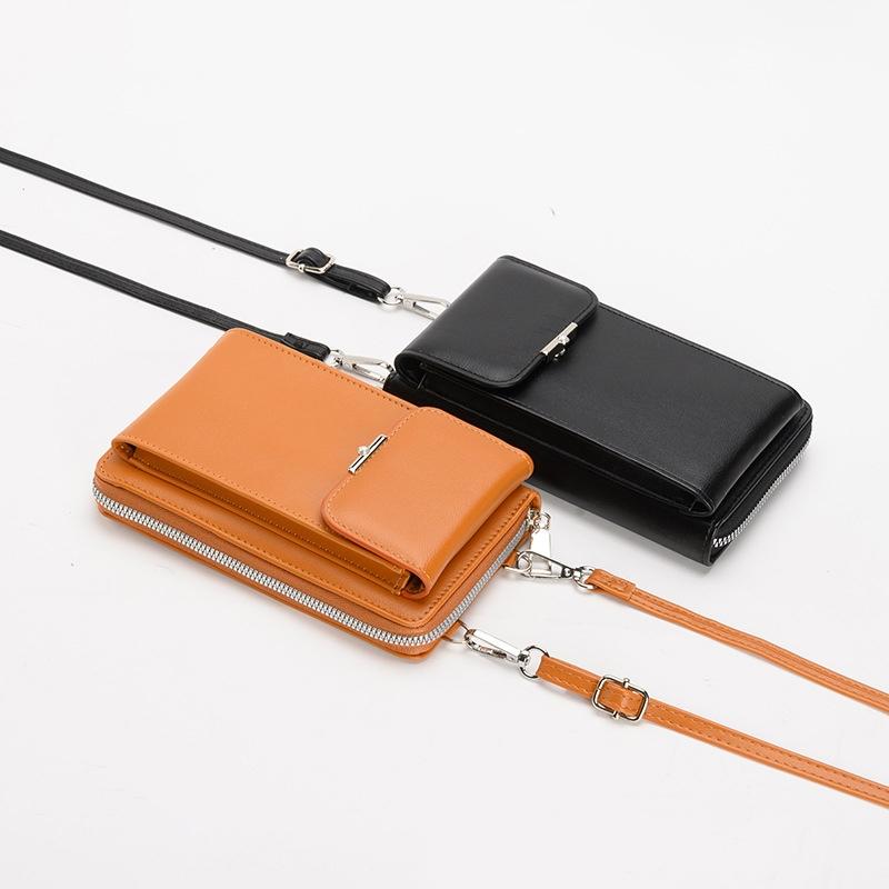Women Crossbody Cell Phone Wallet Storage Bag - Brown