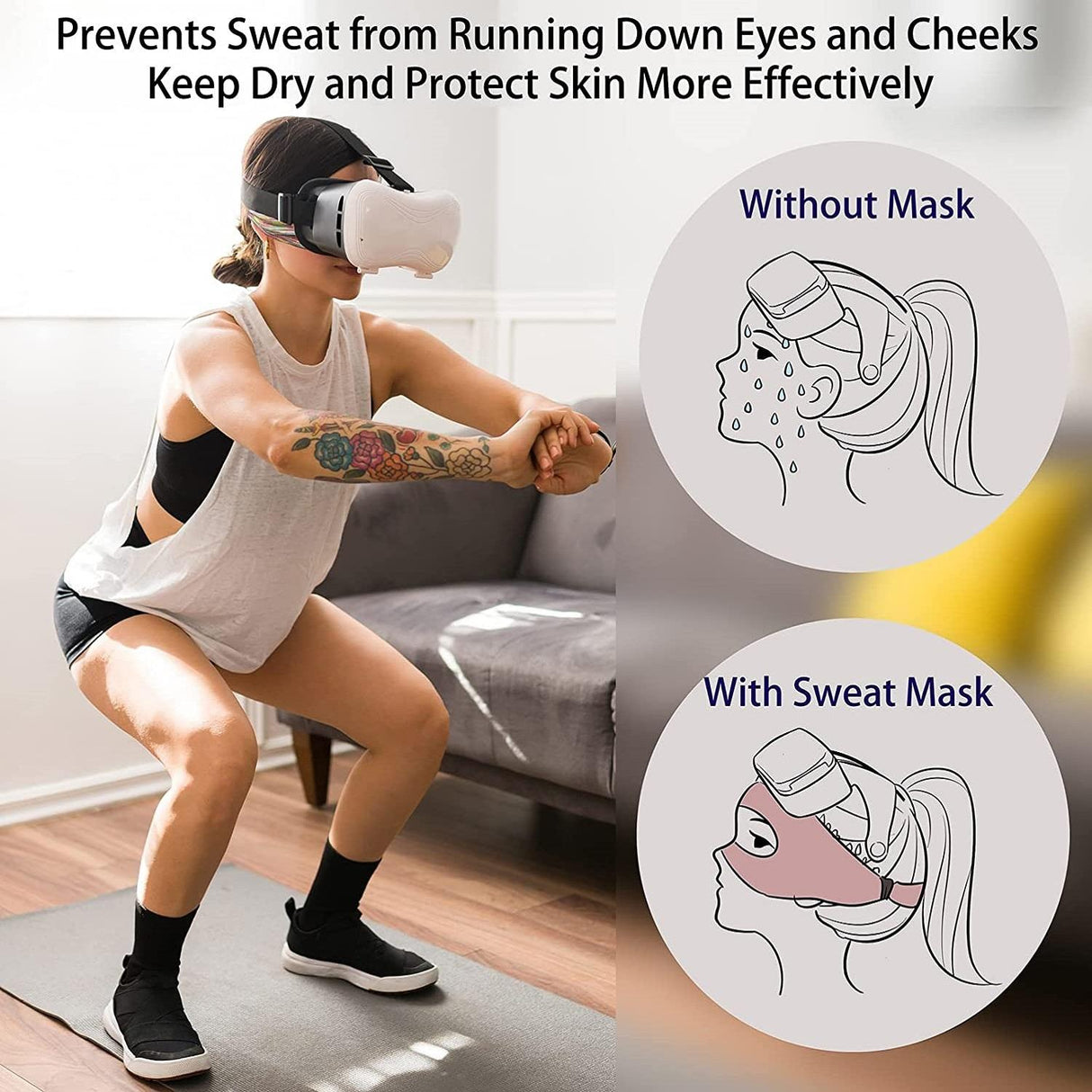 Gray Breathable Vr Eye Mask - Lightweight - Orange Gray