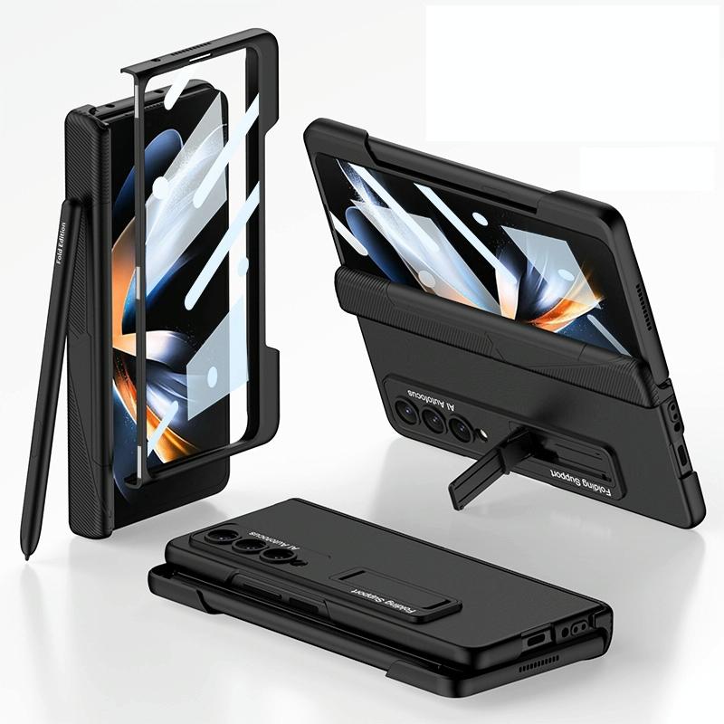 For Samsung Galaxy Z Fold4 5G Foldable Phone Case With Magnetic Closure And Pen Slot - Compact And Convenient - Wine Red