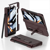 For Samsung Galaxy Z Fold4 5G Foldable Phone Case With Magnetic Closure And Pen Slot - Compact And Convenient - Wine Red