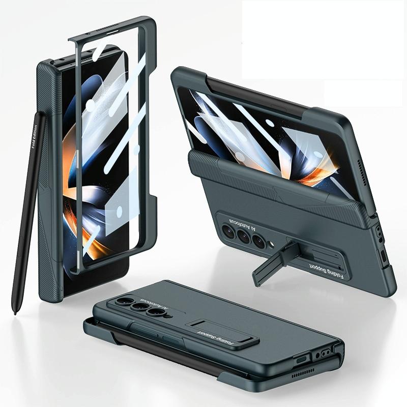 For Samsung Galaxy Z Fold4 5G Foldable Phone Case With Magnetic Closure And Pen Slot - Compact And Convenient - Wine Red