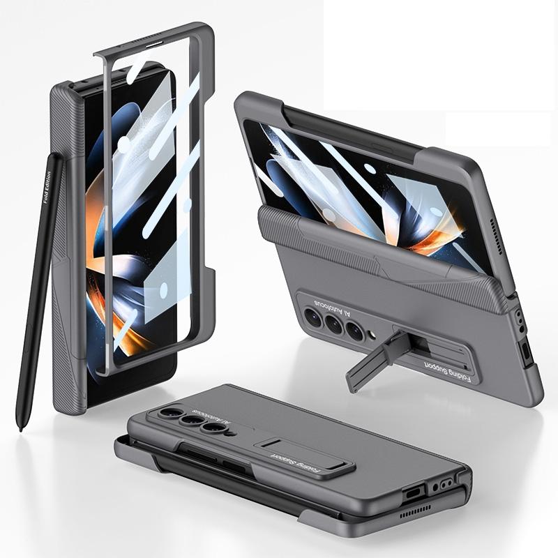 For Samsung Galaxy Z Fold4 5G Foldable Phone Case With Magnetic Closure And Pen Slot - Compact And Convenient - Wine Red