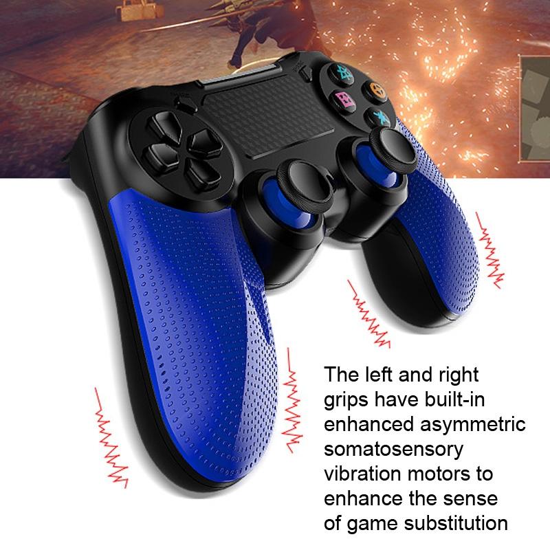 Wireless Bluetooth Gamepad for Ps4 - Dual Vibration Touch Screen Light Audio - 2 Pcs - Black