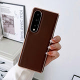 For Samsung Galaxy Z Fold4 5G Xiaoya Series Genuine Leather Plating Case - Blue - Extra Image
