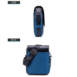 Men Leather Diagonal Shoulder Bag Multi Function - Black