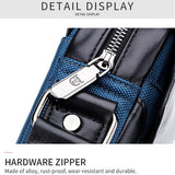 Men Leather Diagonal Shoulder Bag Multi Function - Black