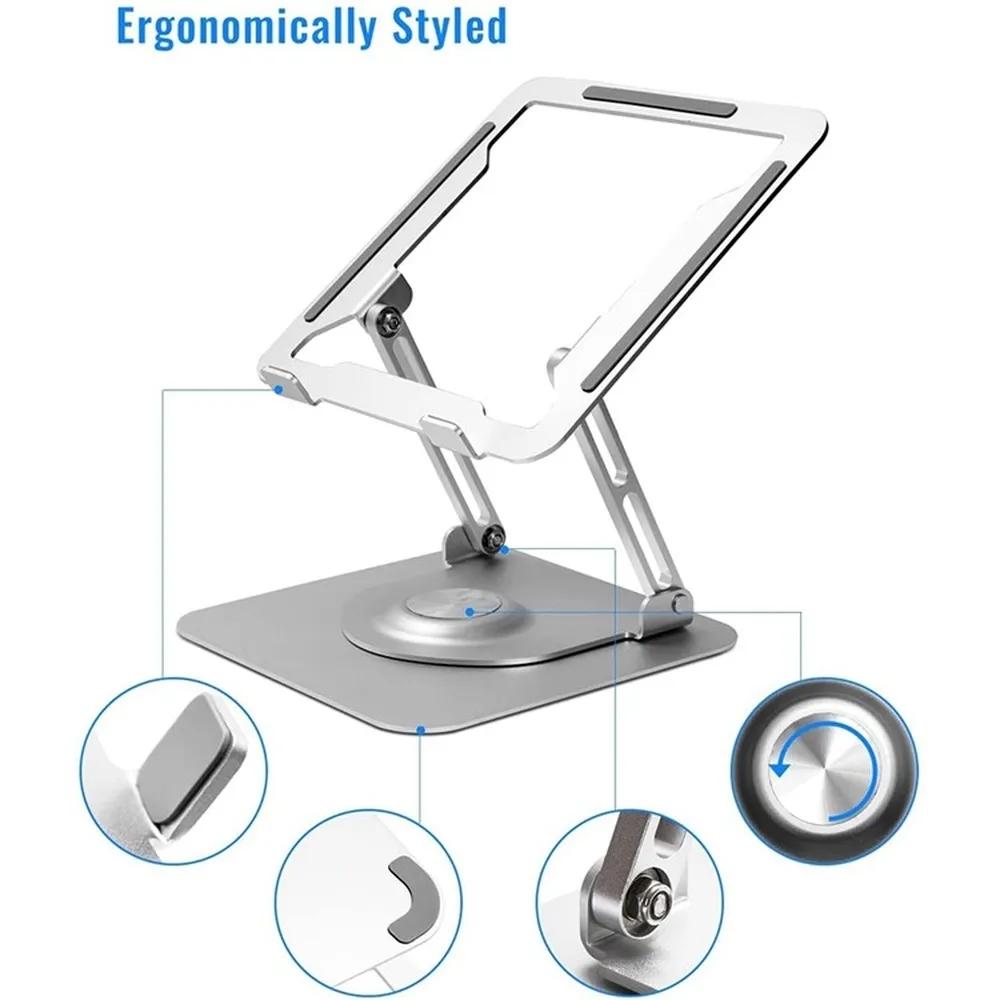 360 Degree Rotating Laptop Stand - Foldable Aluminum Bracket - Gray