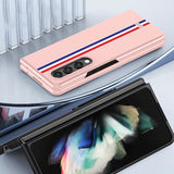 For Samsung Galaxy Z Fold4 5G Frosted Skin Case - Slim & Stylish - Green Color Bar - 45-Degree Angle